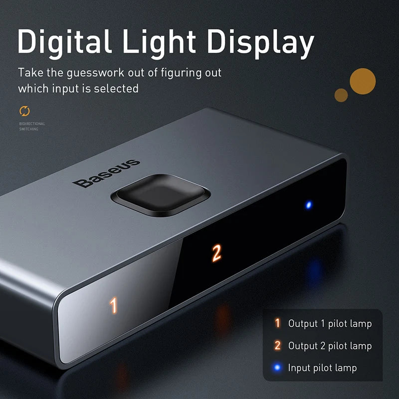 Baseus HDMI-compatible Switcher 4K 60Hz Bi-Direction 1x2/2x1 HDR Audio Adapter for PS4 TV Box 4K HD HDMI-compatible Switcher