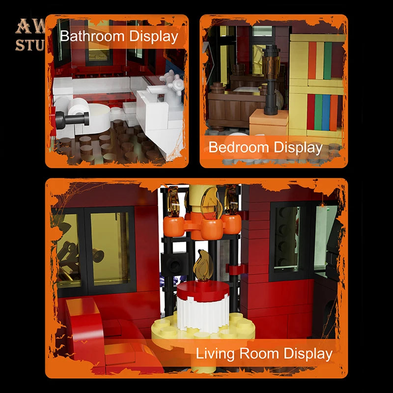 1249Pcs Haunted House Bricks 3D Model Horror Vampire Building MOC Set City Ghost Architecture Blocks Toys Adult Gifts Home Decor