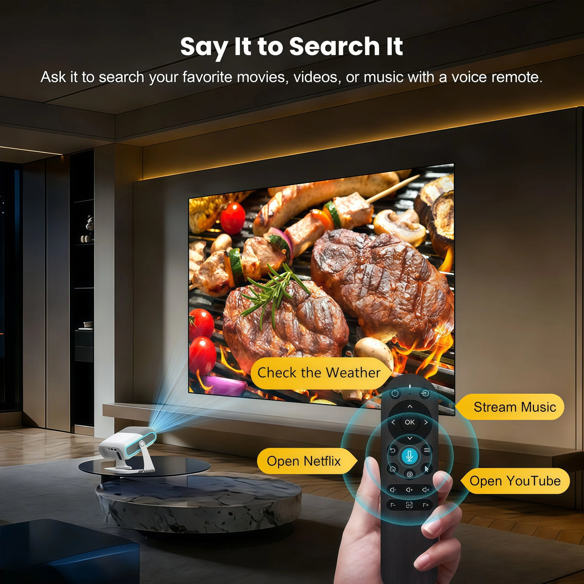 AOC Android 14 Projector 300ANSI Auto Focus Keystone WiFi 6 BT5.2 Portable Mini Beamer 1080P Support 4K Home Cinema Proyector