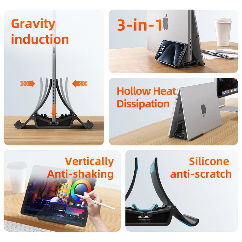 CABLETIME Vertical Laptop Stand Desktop Gravity Holder Notebook Support For MacBook Pro Air Surface HP Dell iPad Tablet Stand