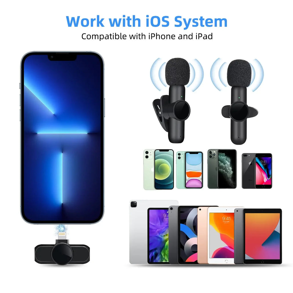 Lenovo 2.4G Wireless Lavalier Microphone Noise Cancelling Audio Video Recording for IPhone/iPad/Android/Samsung Live GameMic