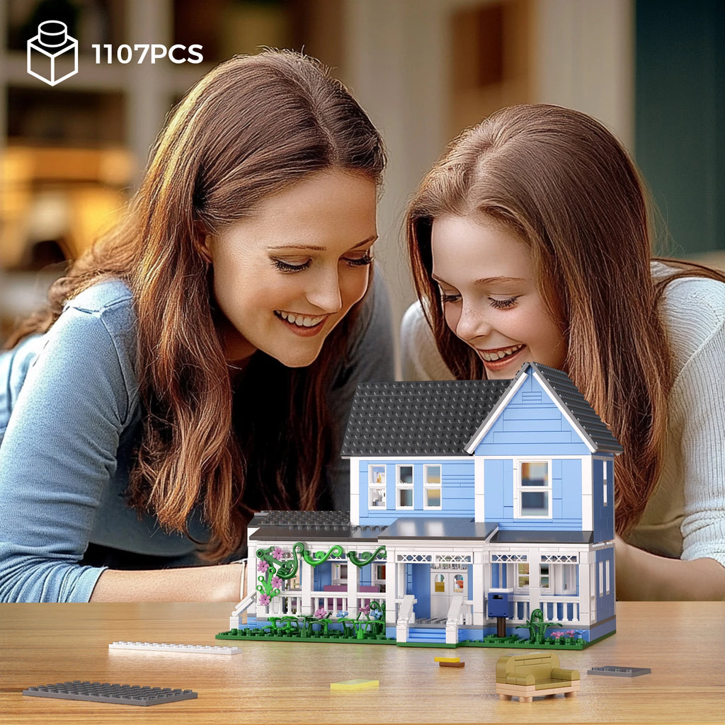 Lorelai Girls House Building Blocks Sets Blue Palace Home Decor Desktop Ornament Architecture Room Decoration Teens Adults Gifts