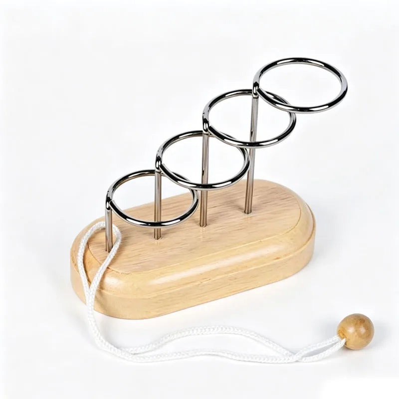Classic Brain Teaser Puzzle Wooden Threading Rope Loop Puzzles String Solution Central Educational Toys For Kids Adults