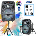 1100W Portable Bluetooth Party Speaker 8' Subwoofer W/Stand Sound System DJ Karaoke RGB Light Rechargeable Speaker with Mic
