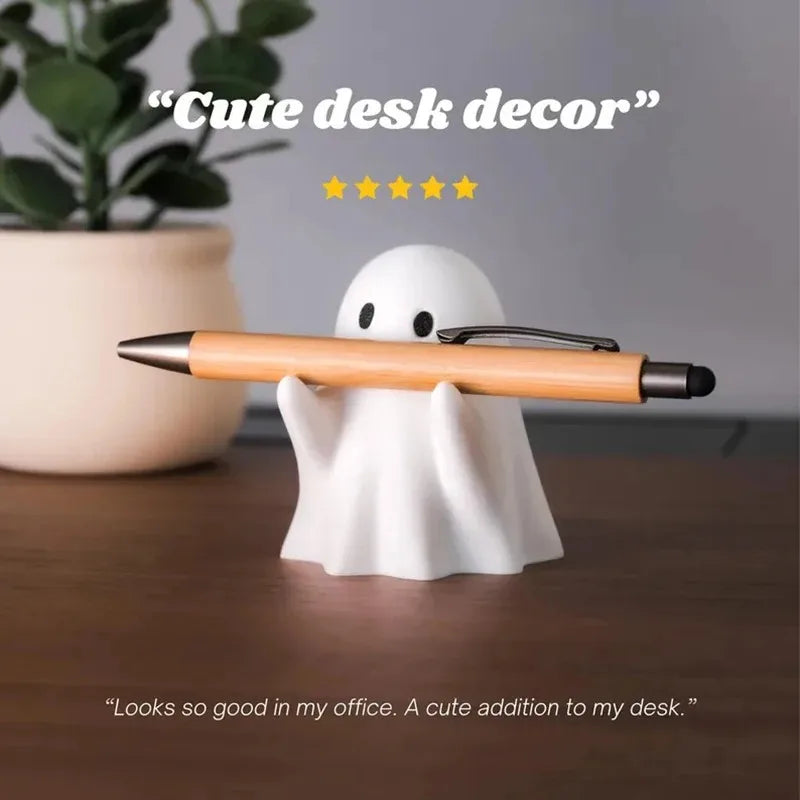Ghost Pen Holder - Cute Desktop Organizer for Office & Home, Halloween Decor Creative Gift, Funny Stationery Stand (1PC)