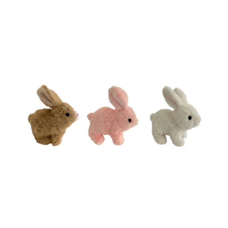 Electric Simulation Rabbit Plush Toy Walking Barking Moving Mouth Realistic Pet Bunny Stuffed Doll Cute Interactive Animal Toy
