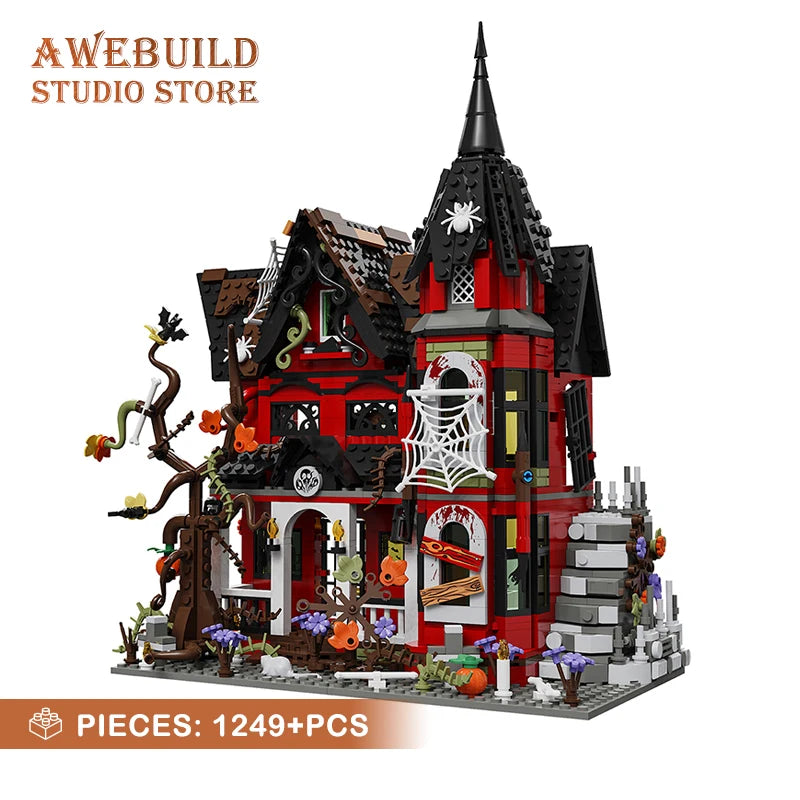1249Pcs Haunted House Bricks 3D Model Horror Vampire Building MOC Set City Ghost Architecture Blocks Toys Adult Gifts Home Decor