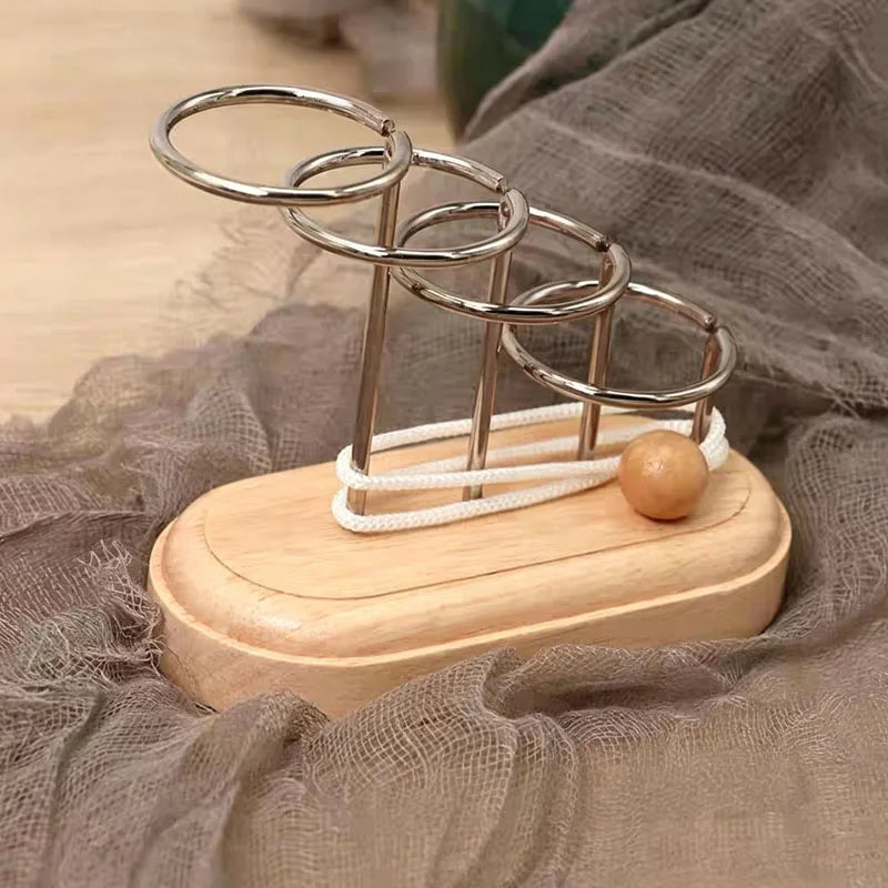 Classic Brain Teaser Puzzle Wooden Threading Rope Loop Puzzles String Solution Central Educational Toys For Kids Adults