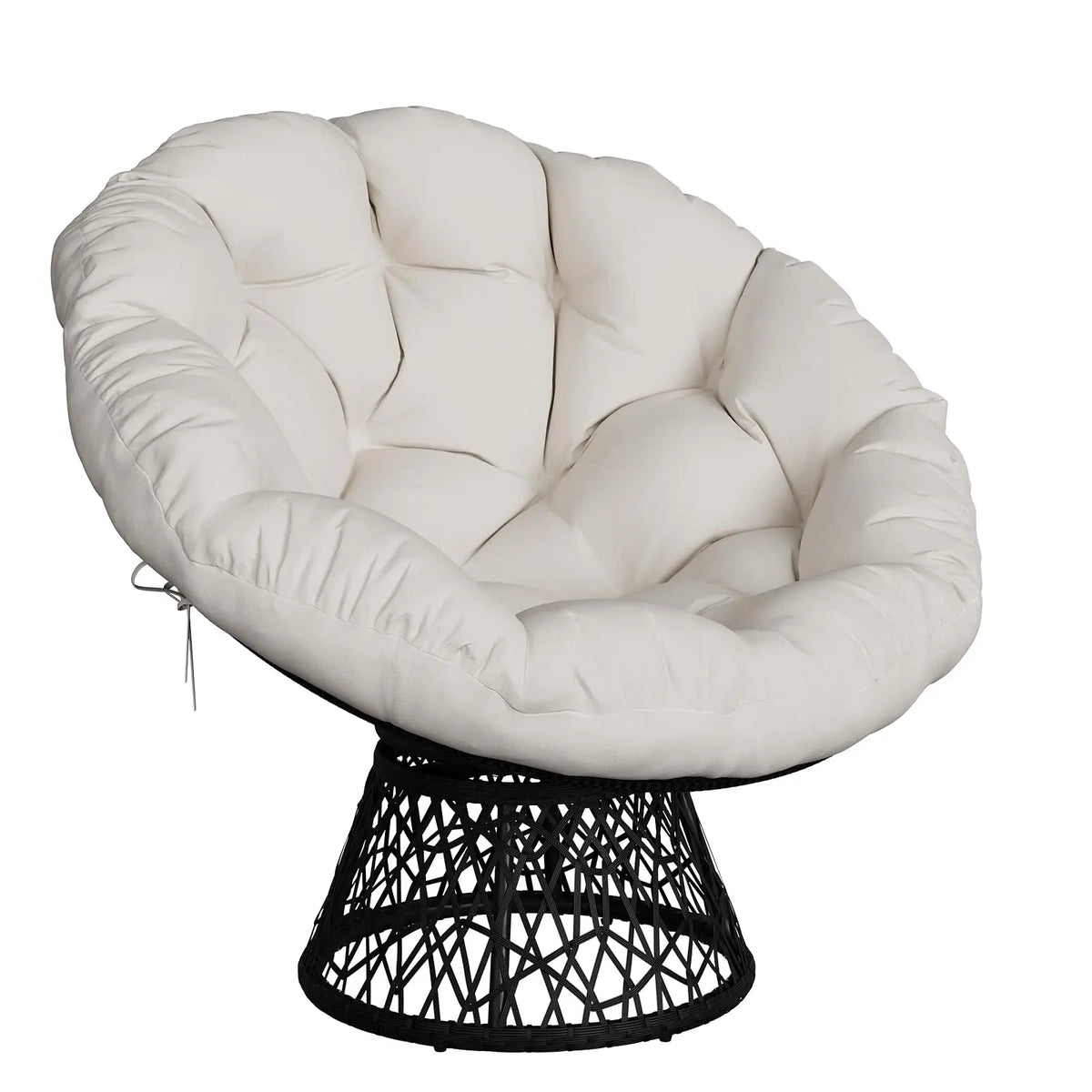 Oversized 40'' Papasan Chair, Ergonomic Wicker Swivel Chair With Thick Cushion & Steel Frame For Adults, Living Room
