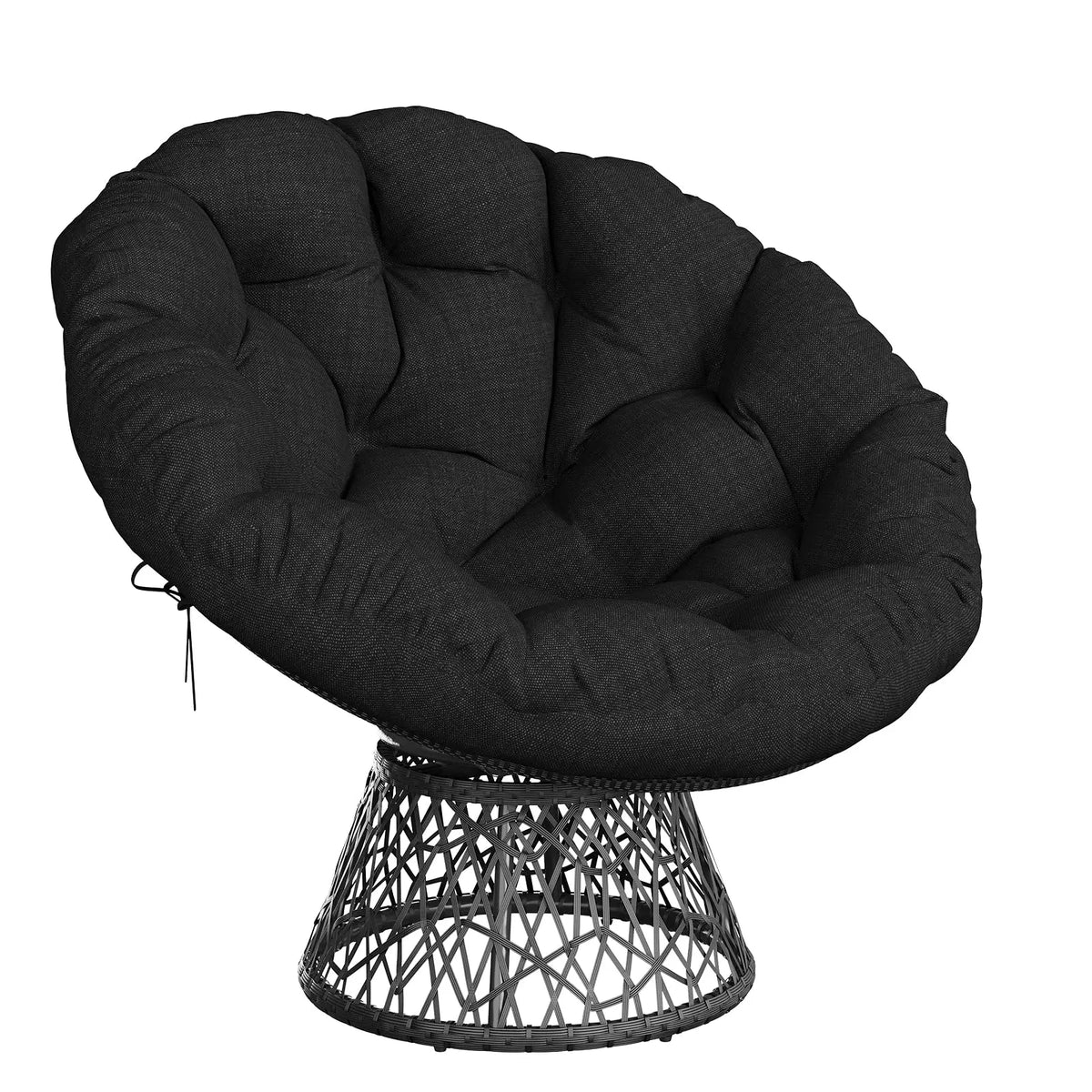 Oversized 40'' Papasan Chair, Ergonomic Wicker Swivel Chair With Thick Cushion & Steel Frame For Adults, Living Room