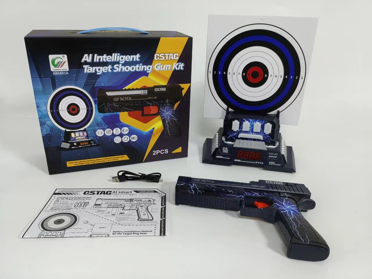 CSTAG Ai Smart Target Shooting Game Gun Toy Set Indoor Outdoor Pistol Battle Scoring Game Sports Toy For Kids Boy Christmas Gift