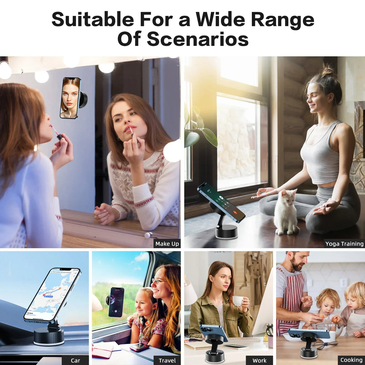 Magnetic Car Phone Mount Charger 15W Fast Wireless Charging Magnetic Phone Holder with Rotatable Charging Panel For iPhone 16