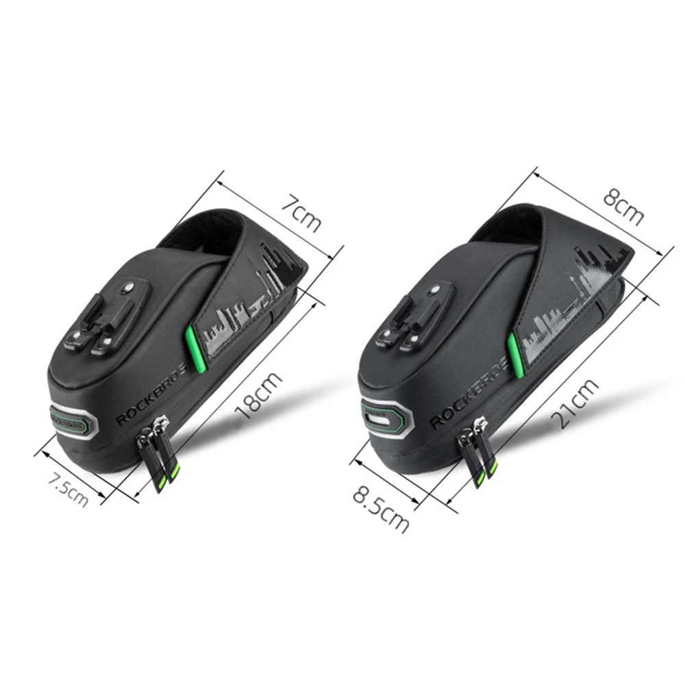 ROCKBROS Bicycle Tail Bag Road Bike Riding Rear Seat Bag Waterproof Bicycle Bag Quick Release Saddle Bag Reflective Stripe