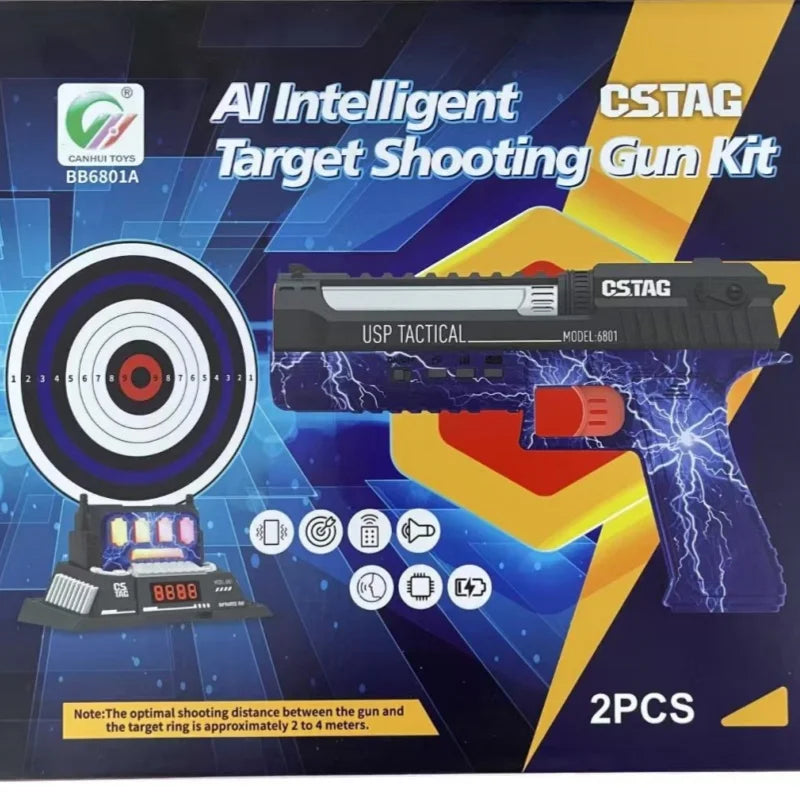 CSTAG Ai Smart Target Shooting Game Gun Toy Set Indoor Outdoor Pistol Battle Scoring Game Sports Toy For Kids Boy Christmas Gift