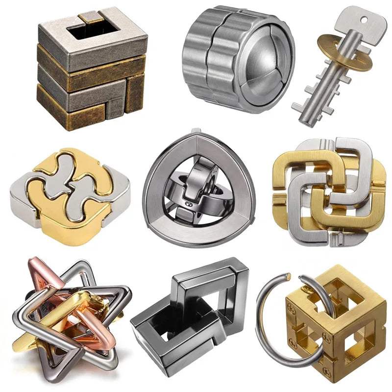 Difficult Metal Brain Teaser Puzzles for Adults Kids Magic Baffling IQ Logic Test Disentanglement Game Fun Challenge