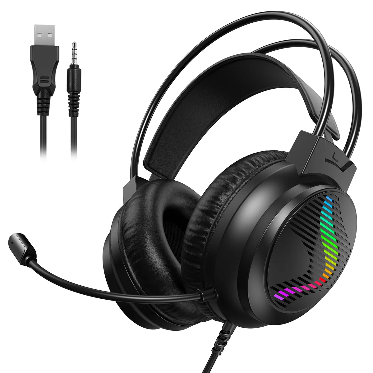 Acinaci J11  Gaming Headset for PS4 PC Xbox One PS5 Switch via 3.5mm Audio Jack, with Mic, LED Light