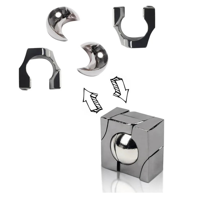Difficult Metal Brain Teaser Puzzles for Adults Kids Magic Baffling IQ Logic Test Disentanglement Game Fun Challenge