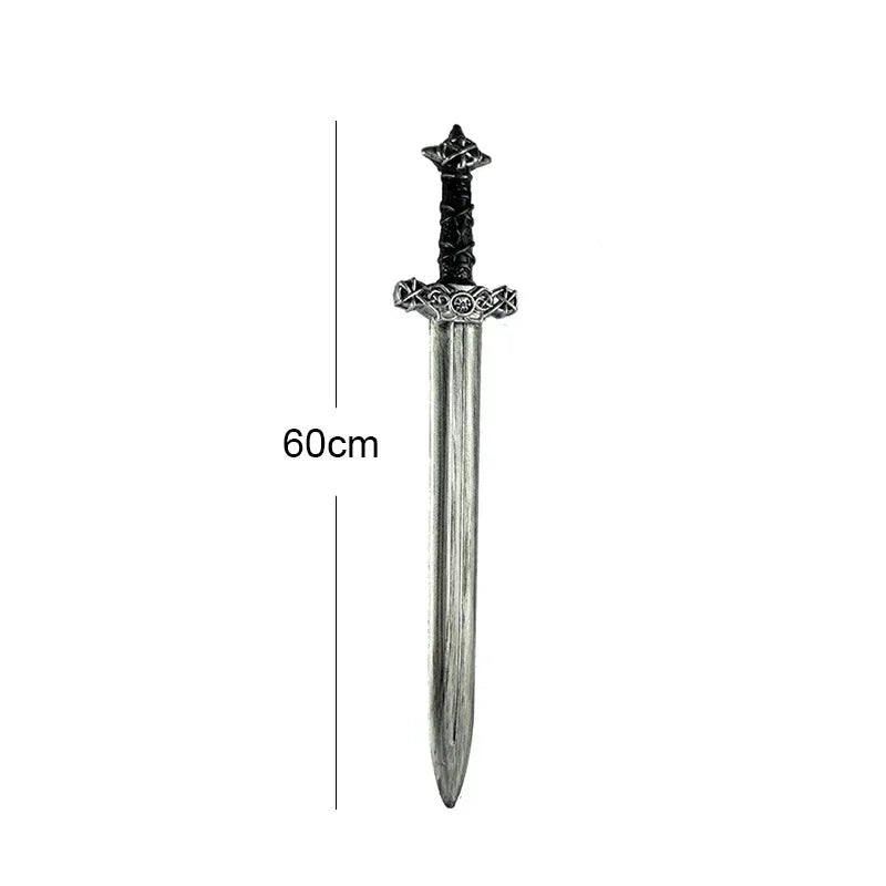 60cm Medieval Knight Sword Retro Cosplay Halloween Props Renaissance Warrior Handy Plastic Arms For Collection