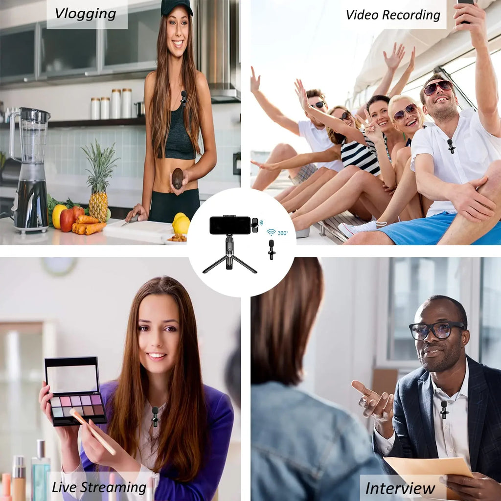 Lenovo 2.4G Wireless Lavalier Microphone Noise Cancelling Audio Video Recording for IPhone/iPad/Android/Samsung Live GameMic
