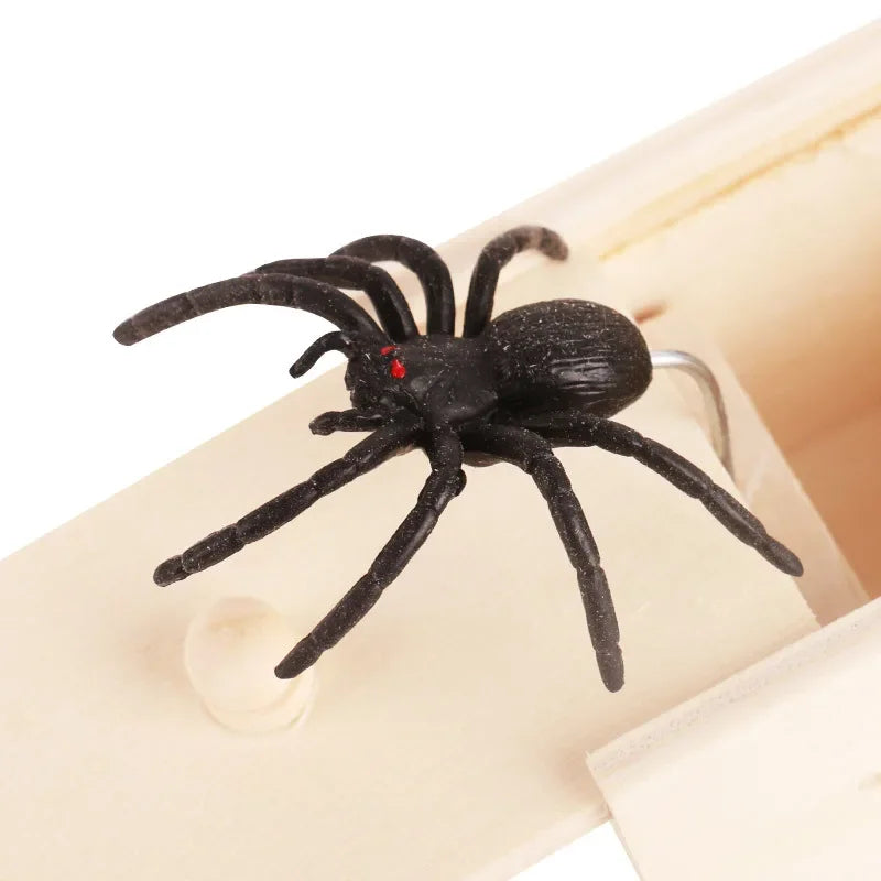 2026 Fashion Trick Spider Funny Scare Box Prank Trick Friend Office Toys Wooden Hidden Box Prank Wooden Scare Box Fun Game