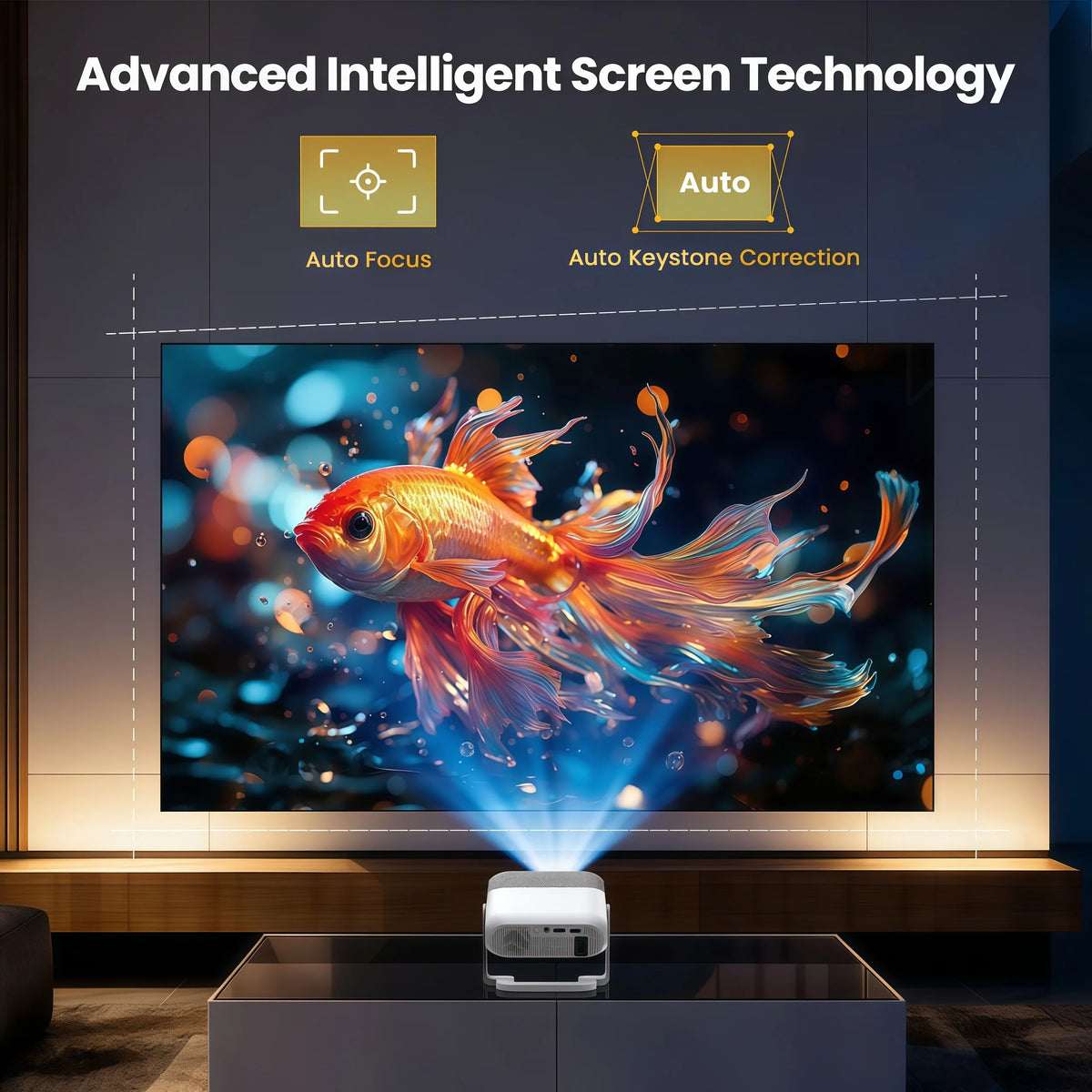 AOC Android 14 Projector 300ANSI Auto Focus Keystone WiFi 6 BT5.2 Portable Mini Beamer 1080P Support 4K Home Cinema Proyector