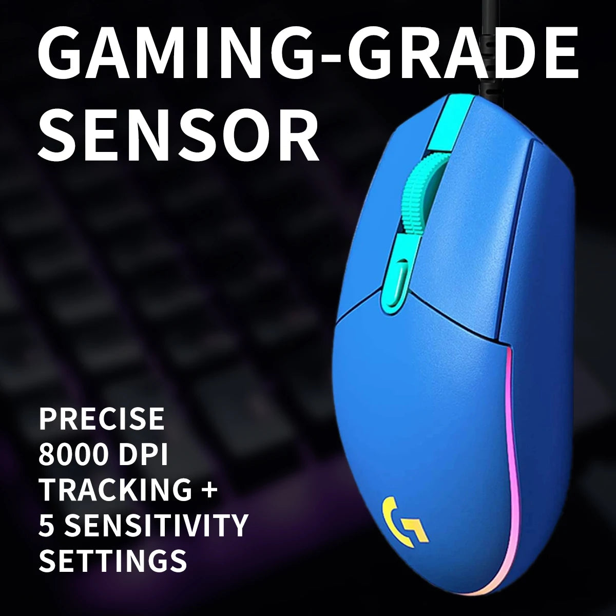 Logitech G203/G402 E-sports office mouse with powerful electronic performance and wide-area quiet noise reduction.