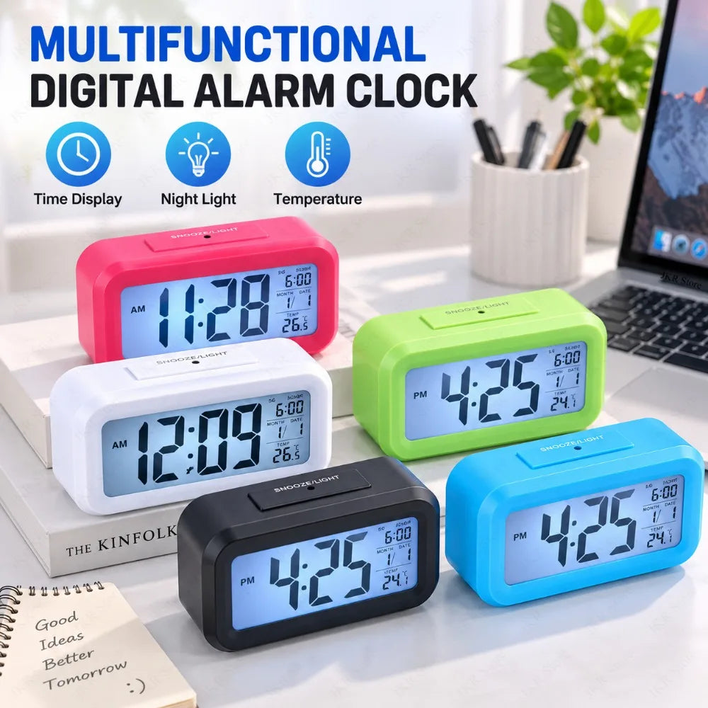 Bedside Table Alarm Clock Date Temperature Function Children's Bedroom Clock Home Offices Desktop Clock Desk Decor Digital Child