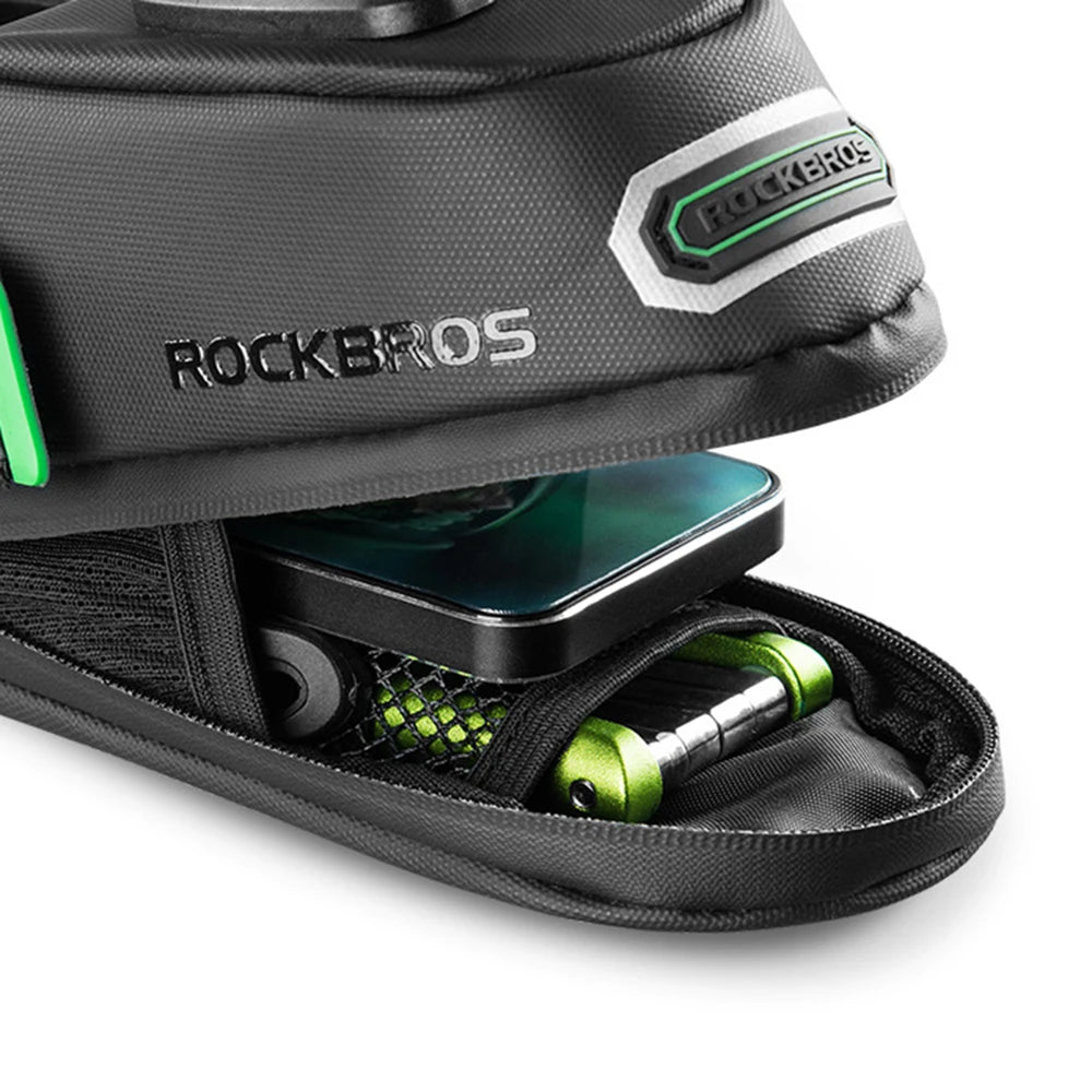 ROCKBROS Bicycle Tail Bag Road Bike Riding Rear Seat Bag Waterproof Bicycle Bag Quick Release Saddle Bag Reflective Stripe
