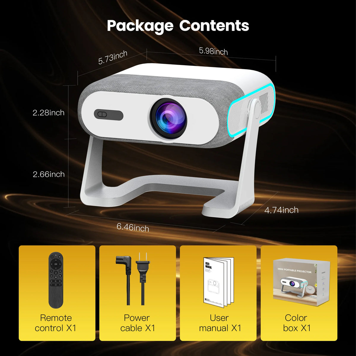 AOC Android 14 Projector 300ANSI Auto Focus Keystone WiFi 6 BT5.2 Portable Mini Beamer 1080P Support 4K Home Cinema Proyector
