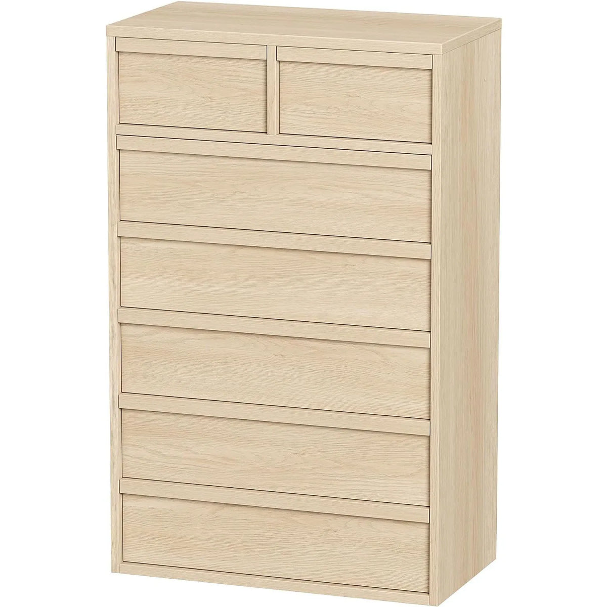 Natural Wood 7-Drawer Dresser, Vertical Storage Cabinet Sturdy PB board, anti-tip safety kit. Space-saving storage, for bedroom, living room, entrance, children's room