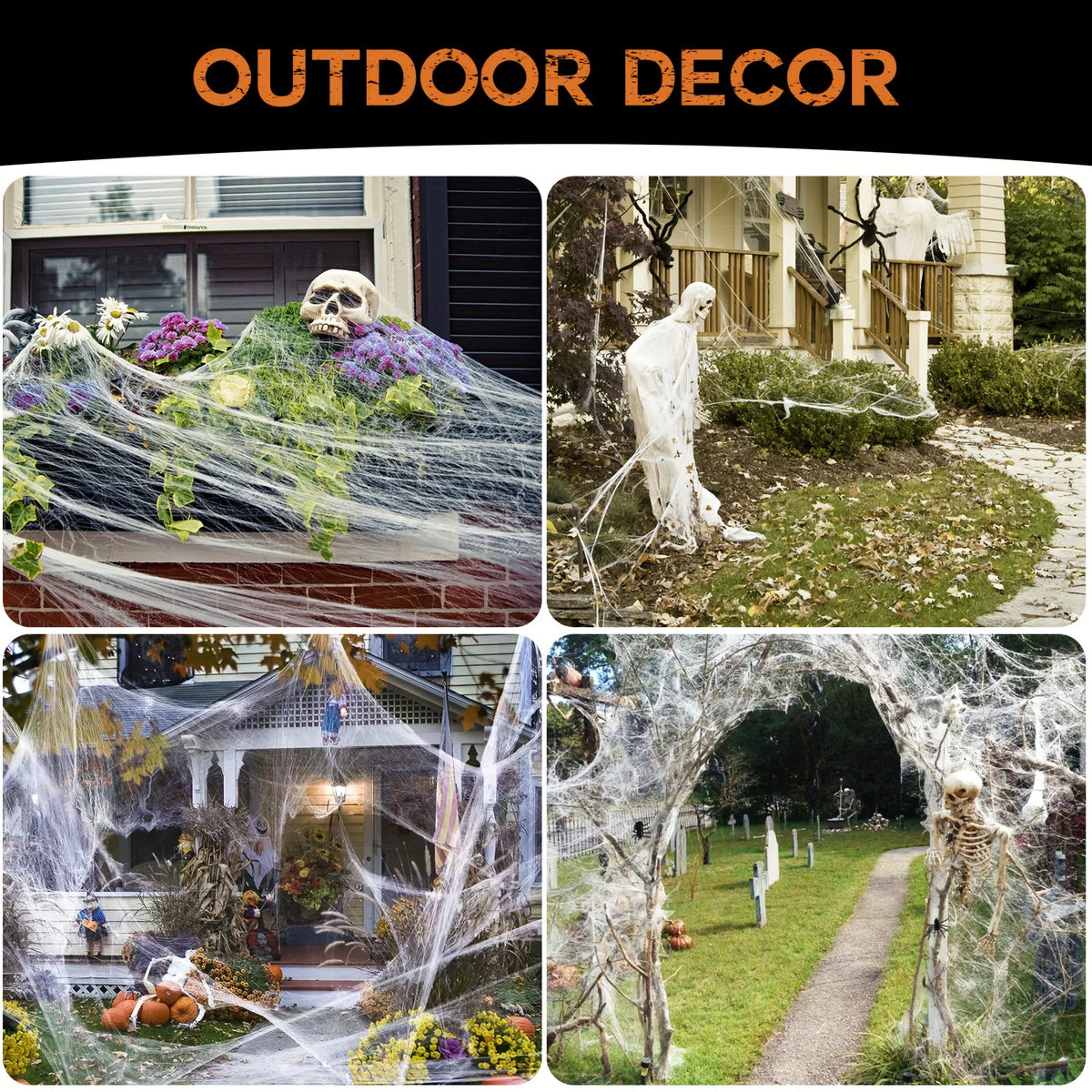 1 Set, 60 Soft Spider Webs Halloween Decorations Bonus With 10 Fake Spiders, Super Stretch Cobwebs For Halloween Indoor Outdoor
