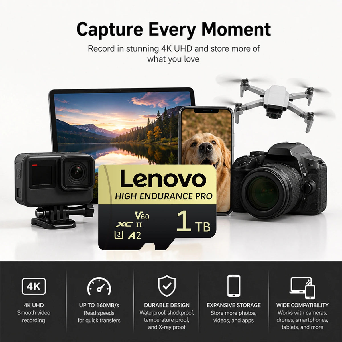 Lenovo SD Memory Card 2TB 1TB Class 10 High Speed Micro TF Card 1TB 512GB For Nintendo Switch PC Smart Phone SD Card 128GB 256GB