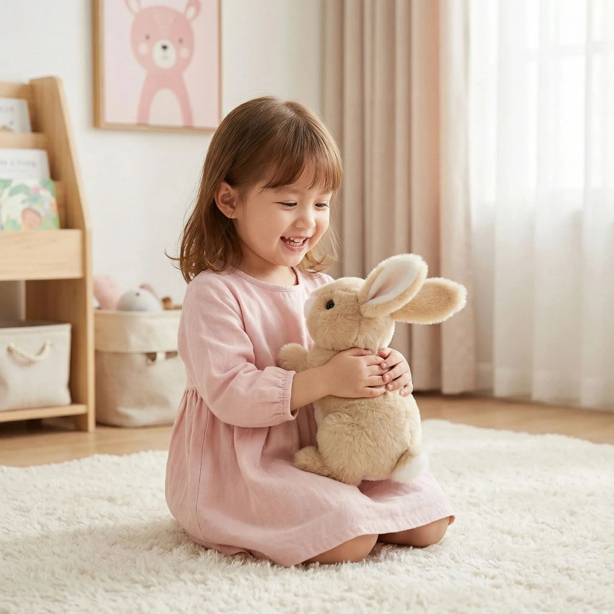 Electric Simulation Rabbit Plush Toy Walking Barking Moving Mouth Realistic Pet Bunny Stuffed Doll Cute Interactive Animal Toy