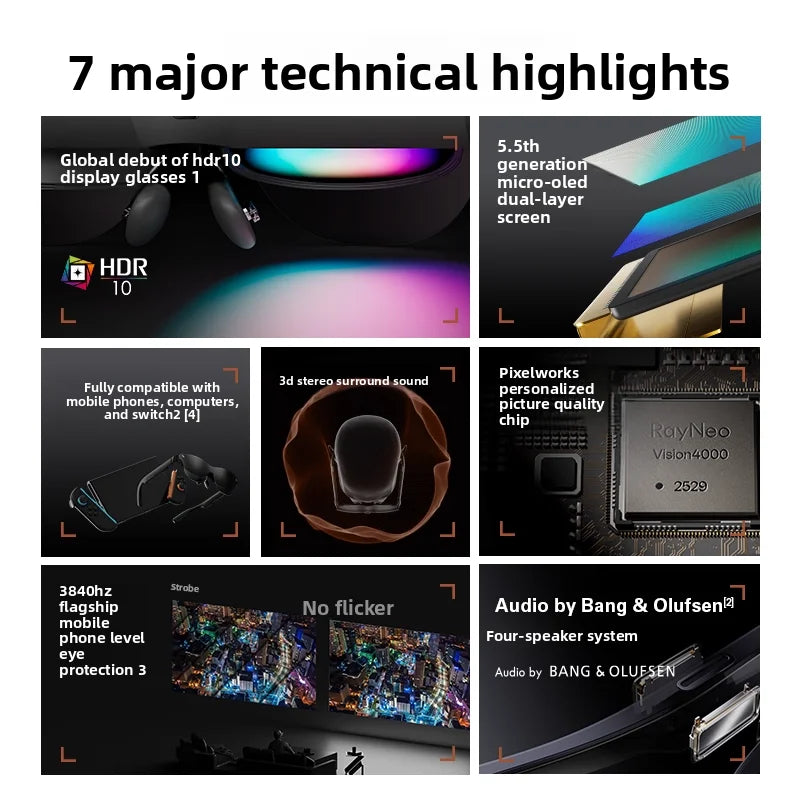 RayNeo Air 4 Pro AR Glasses 4K HDR10 135" Virtual Screen Micro-OLED 120Hz Head-Mounted XR Bluetooth DP
