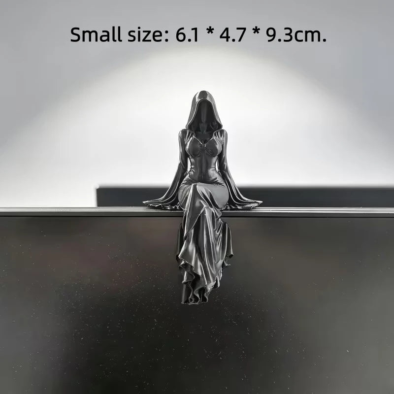 3D Printed Skeleton Lady Statue Gothic Art Figurine Home Desktop Ornament Halloween Decor Collectible Craft Gift