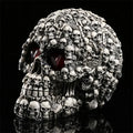 Handmade LED Eyes Resin Skull Skeleton Head Statues Demon Skull Figurines Sculpture Home Decoration Craft Halloween Decor Gift