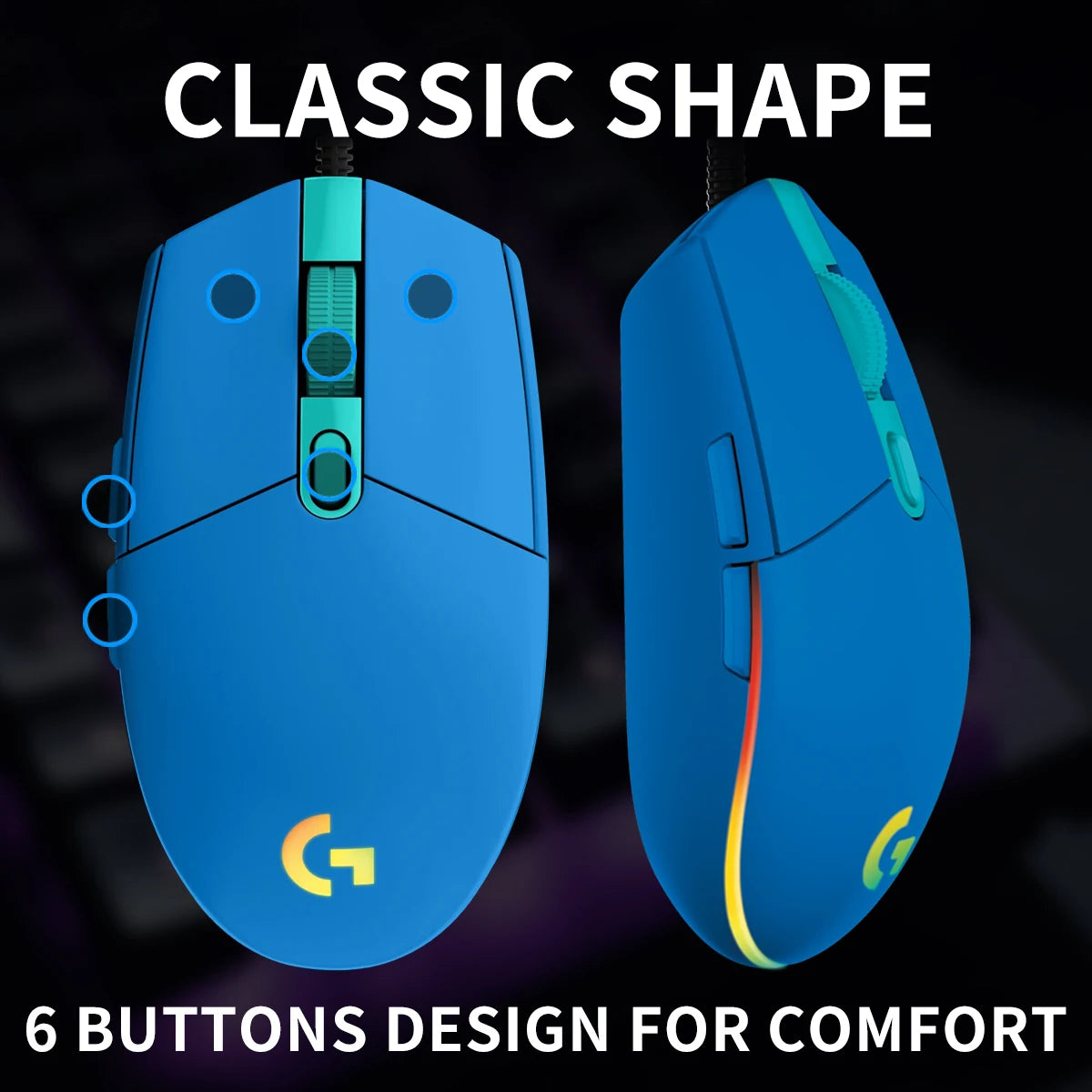 Logitech G203/G402 E-sports office mouse with powerful electronic performance and wide-area quiet noise reduction.