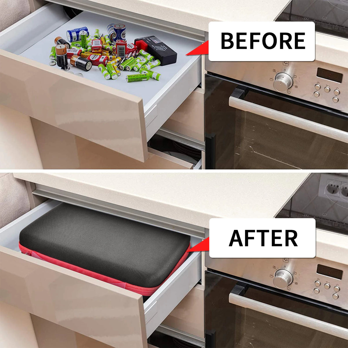 Battery Organizer Case With Tester Holds 150+ AA AAA 9V C D Lithium Button Batteries Hard Shell For Home Garage Batteries