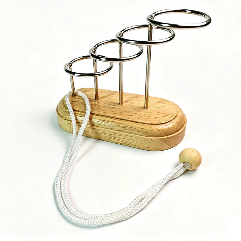 Classic Brain Teaser Puzzle Wooden Threading Rope Loop Puzzles String Solution Central Educational Toys For Kids Adults