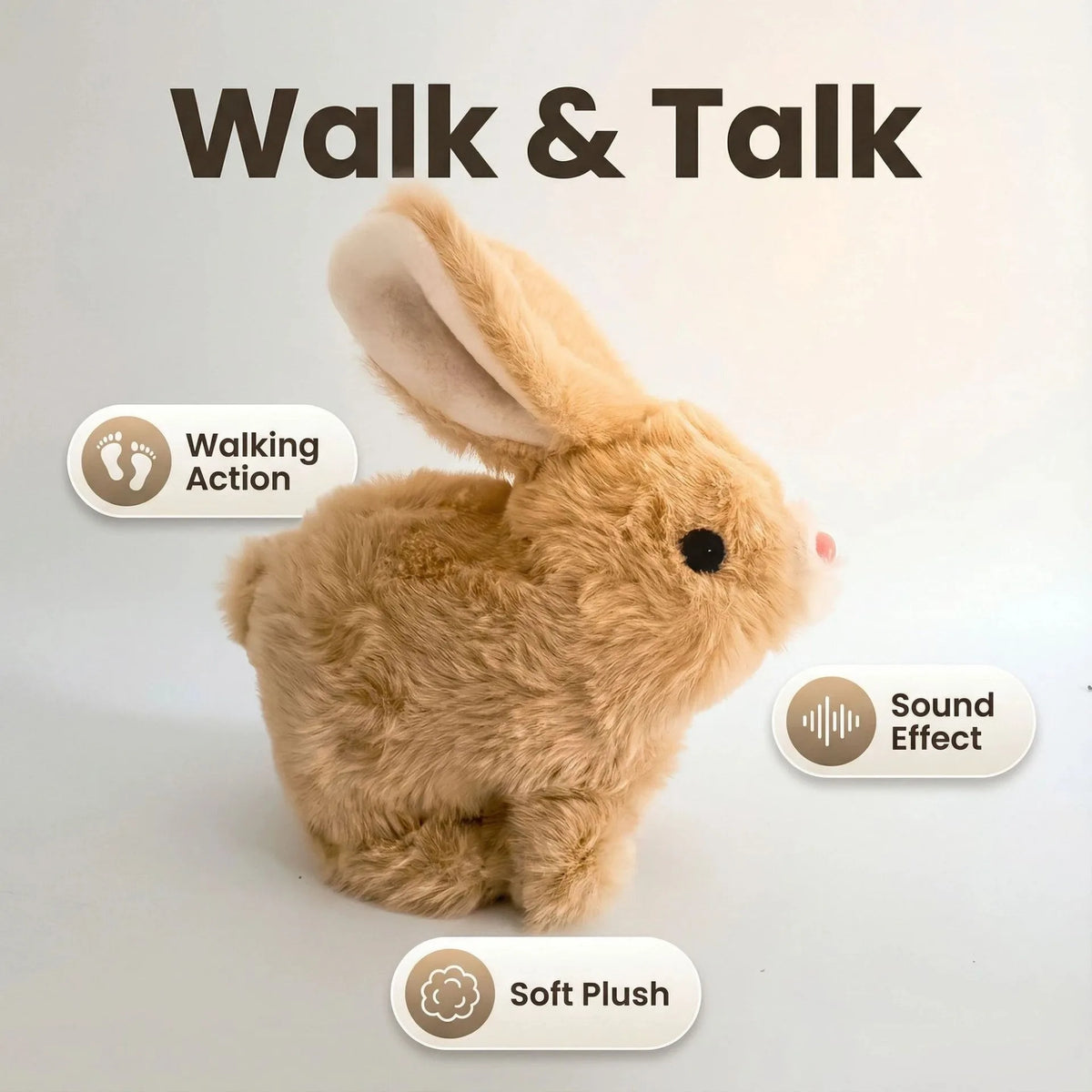 Electric Simulation Rabbit Plush Toy Walking Barking Moving Mouth Realistic Pet Bunny Stuffed Doll Cute Interactive Animal Toy