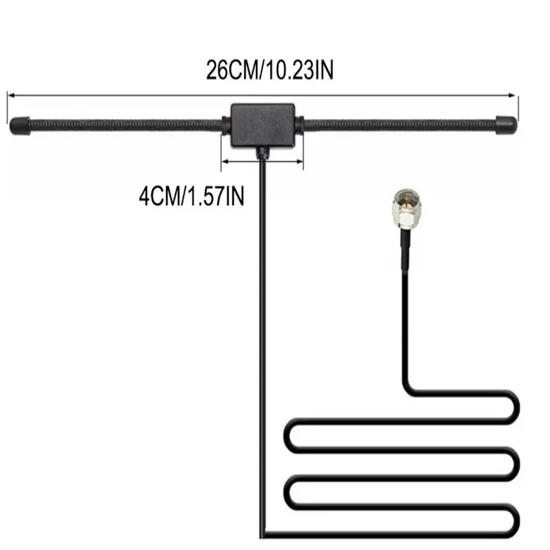 FM Radio Antenna FM F-Head Sheep Horn Antenna for Car FM TV Radio Station 75 ohms F Female Head to TV3.5 Mono